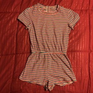 American Apparel Red White Navy Romper